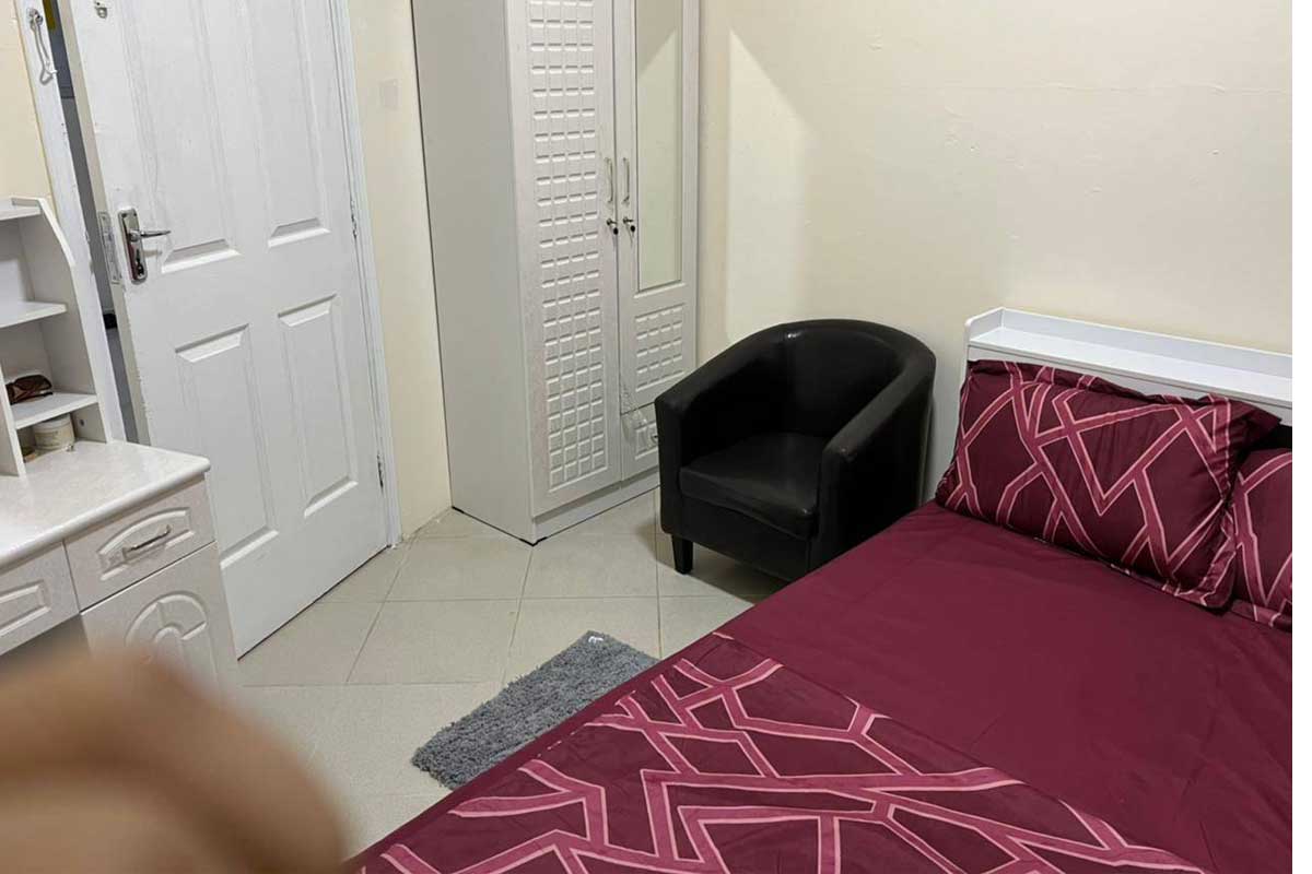 Furnished room with balcony & separate bathroom